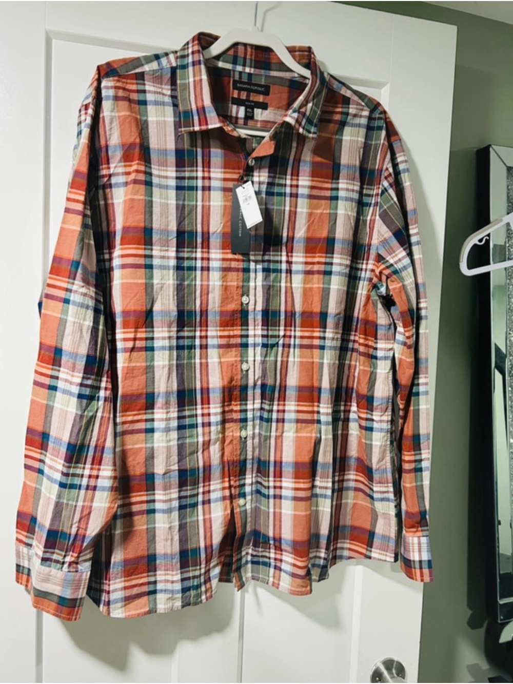 Banana Republic Orange Plaid Button-Down Shirt - Men's